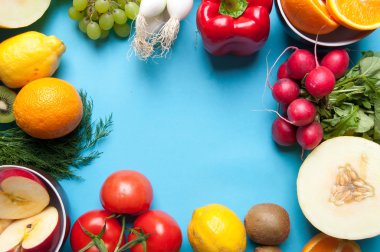 Meyve ve sebze yukarıdan