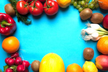 Meyve ve sebze yukarıdan