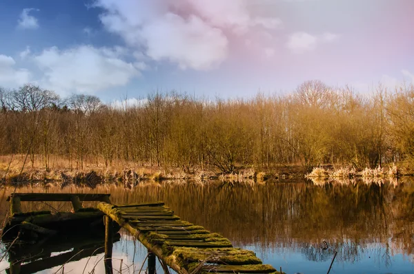 The image of destroyed footbridge — Stock Photo, Image