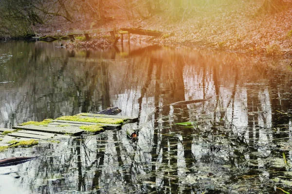 The image of destroyed footbridge — Stock Photo, Image