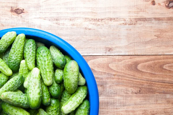 The image of fresh cucumber on a wooden table — Stock Photo, Image