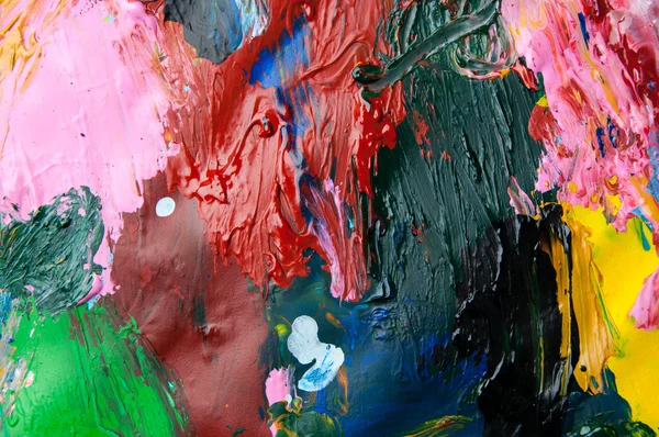 Pinturas al óleo multicolor primer plano fondo abstracto de arriba — Foto de Stock