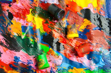 Kutuları ve yağlı boya çok renkli closeup soyut fr arka plan