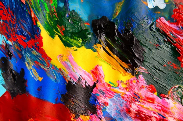 Olie schildert veelkleurige close-up abstracte achtergrond van bovenaf — Stockfoto
