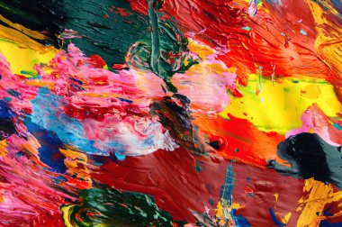 Yukarıdan çok renkli closeup arka plan yağ boyalar