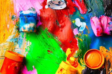 Kutuları ve yağlı boya çok renkli closeup soyut fr arka plan