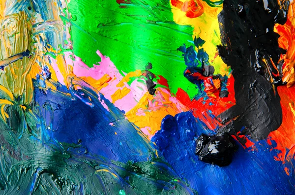 Pinturas a óleo multicolorido closeup fundo abstrato de cima — Fotografia de Stock