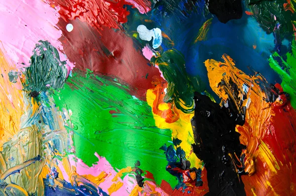 Peintures à l'huile multicolore gros plan fond abstrait d'en haut — Photo