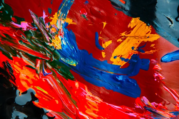 Olie schildert veelkleurige close-up abstracte achtergrond van bovenaf — Stockfoto