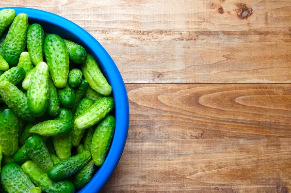 The image of fresh cucumber on a wooden table — Stock Photo, Image