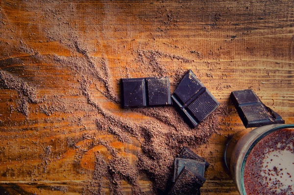 Obraz z gorącą czekoladę z tekstu sapce. — Zdjęcie stockowe