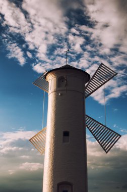 Deniz feneri yel Stawa Mlyny Swinoujscie, Polonya.