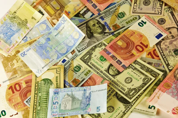 Europe Cash denominations, America and Ukraine — Stock Photo, Image