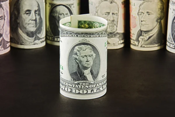 Porträtt av Thomas Jefferson på två dollar sedel — Stockfoto