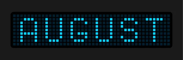 Augusti Månadens Namn Cellerna Den Elektroniska Tablån Vektorillustration — Stock vektor