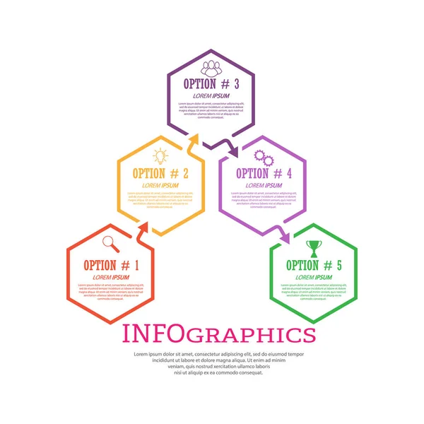 Concepto Negocio Plantilla Infográfica Con Iconos Visuales Etapas Negocio Formación — Vector de stock