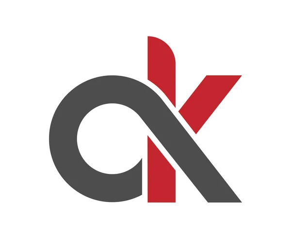 スタイル付きの小文字AとKは モノグラム またはモノグラムの1行によってリンクされます 白い背景に独立したベクターイラスト — ストックベクタ