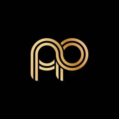 Logo, marka ya da logo için altın renkte p ve p harfleri. Vektör illüstrasyonu