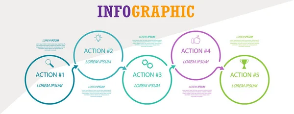 Infographics Icons Business Finance Project Plan Marketing Stupňů Styl Plochého — Stockový vektor