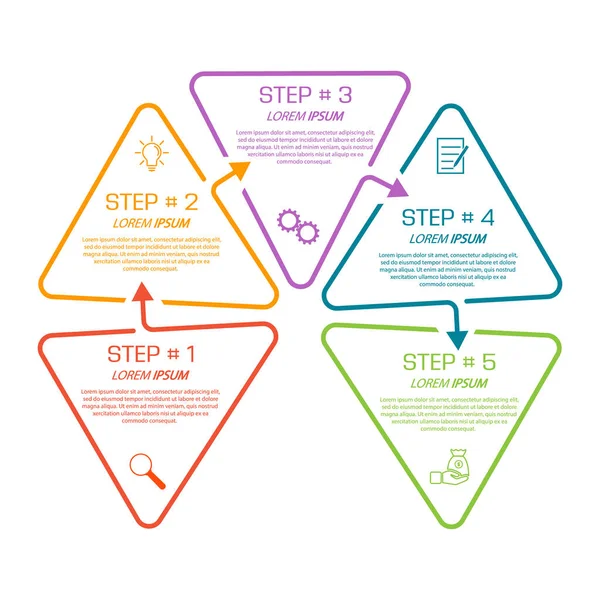 Plantilla Infográfica Con Iconos Visuales Etapas Negocio Formación Marketing Éxito — Archivo Imágenes Vectoriales