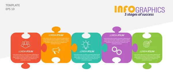 Infográficos Com Pictogramas Modelo Estágios Negócios Treinamento Marketing Sucesso Financeiro — Vetor de Stock