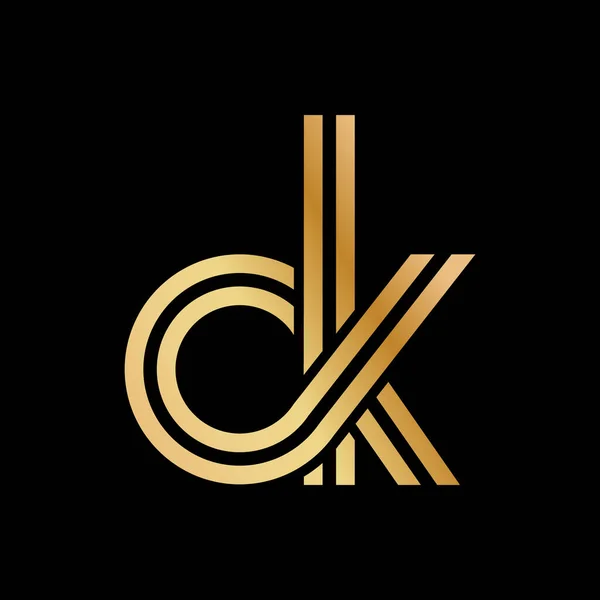 小写字母O和K 为标识 品牌或标识用金黄色的平装设计 矢量说明 — 图库矢量图片
