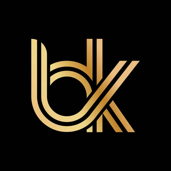 小写字母B和K 为标识 品牌或标识用金黄色的平装设计 矢量说明 — 图库矢量图片