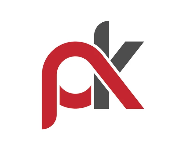 様式化された小文字PとKは モノグラム またはモノグラムの1行によってリンクされます 白い背景に独立したベクターイラスト — ストックベクタ