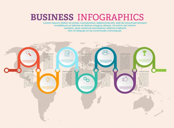 Modèle Infographie Avec Icônes Visuelles Étapes Affaires Formation Marketing Réussite — Image vectorielle