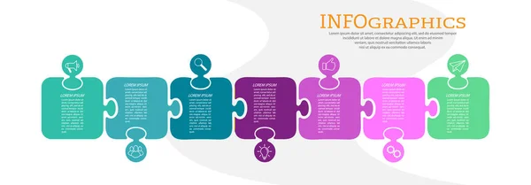 Infographies Avec Pictogrammes Modèle Étapes Affaires Formation Marketing Réussite Financière — Image vectorielle