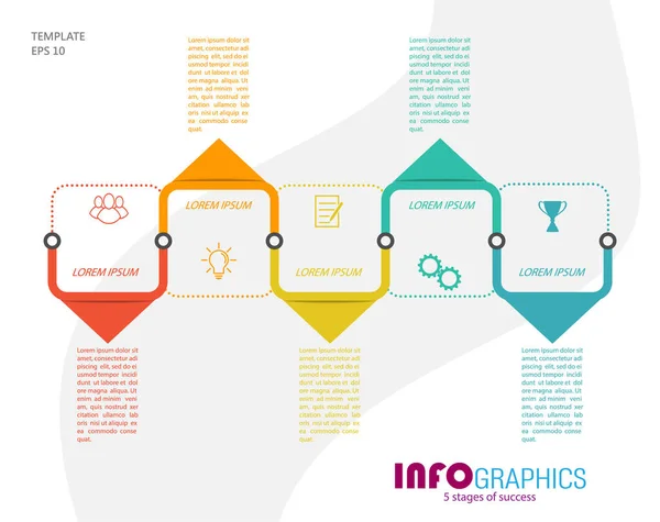 Infographics Εικονογράμματα Πρότυπο Των Σταδίων Των Επιχειρήσεων Την Κατάρτιση Μάρκετινγκ — Διανυσματικό Αρχείο