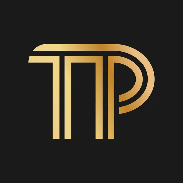大文字TとPロゴ ブランド またはロゴのゴールデン色相でフラットバインドデザイン ベクターイラスト — ストックベクタ