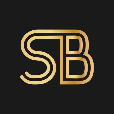 Büyük harf S ve B. Logo, marka ya da logo için altın rengi düz bir tasarım. Vektör illüstrasyonu