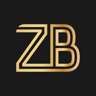 Büyük harf Z ve B. Logo, marka ya da logo için altın rengi düz bir tasarım. Vektör illüstrasyonu