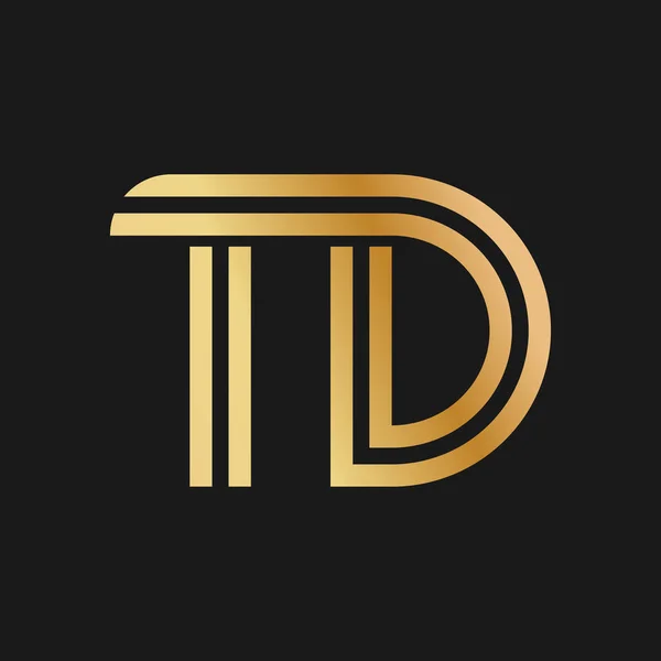 大文字TとD ブランド またはロゴのためのゴールデン色相でフラットバインドデザイン ベクターイラスト — ストックベクタ
