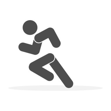 Koşan kişinin simgesi. Düz tasarım tarzında bir sporcunun vektör simgesi.