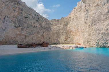 Zakynthos (Yunanistan) adasında batık gemi körfezi. Stok fotoğrafı