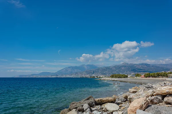 Deniz Burnu Agios Nikolaos Girit Yunanistan Sahil Şeridi Plajı Stok — Stok fotoğraf