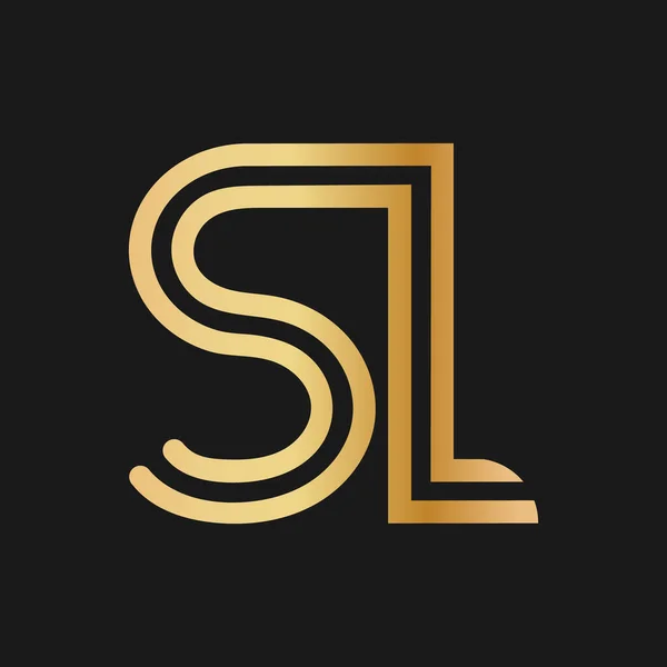 Büyük Harf Logo Marka Logo Için Altın Renkli Düz Çizgi — Stok Vektör