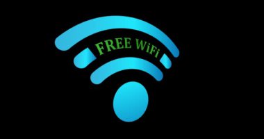 FREE Wi-FI ile Wi-Fi ağ simgesini döndüren animasyon. 4K çözünürlüğü. Stok videosu
