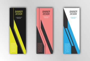 Soyut vektör pankartı şablonu. Afişler, posterler, kartlar ve görsel içerik tasarımı için resim. Düz tasarım
