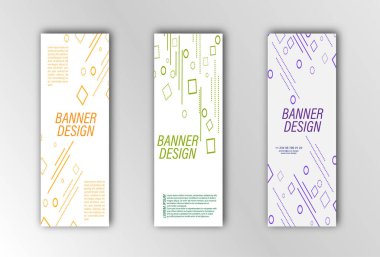 Soyut vektör pankartı şablonu. Afişler, posterler, kartlar ve görsel içerik tasarımı için resim. Düz tasarım