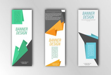 Soyut vektör pankartı şablonu. Afişler, posterler, kartlar ve görsel içerik tasarımı için resim. Düz tasarım