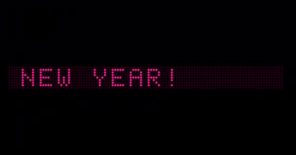 Het Elektronische Scorebord Verschijnt Verdwijnt Het Opschrift Happy New Year — Stockvideo