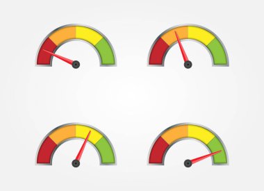 Enstrüman ölçeği p-renkli sektörler ve farklı ok saptırma dereceleri. Basit tasarım
