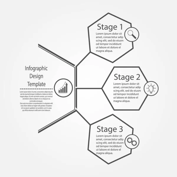 Plantilla Diseño Infográfico Tres Pasos Para Éxito Empresarial Formación Promoción — Archivo Imágenes Vectoriales