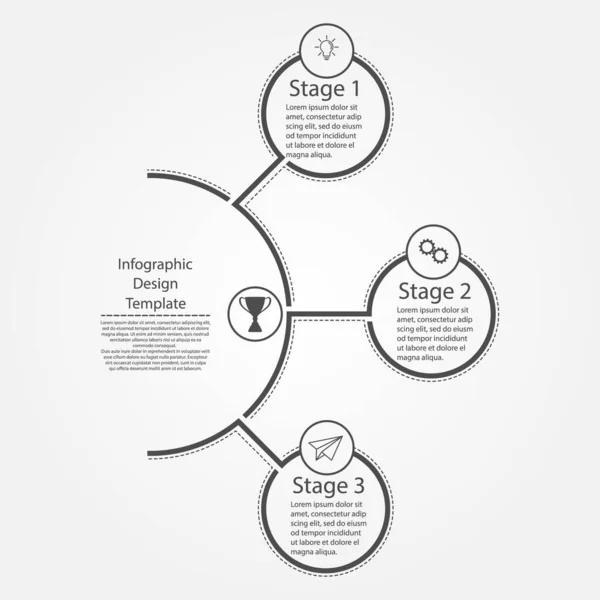 Plantilla Diseño Infográfico Tres Pasos Para Éxito Empresarial Formación Promoción — Archivo Imágenes Vectoriales