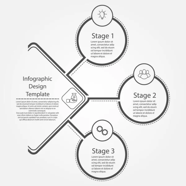 Infograficzny Szablon Projektu Trzy Kroki Sukcesu Biznesowego Szkolenia Lub Promocji — Wektor stockowy