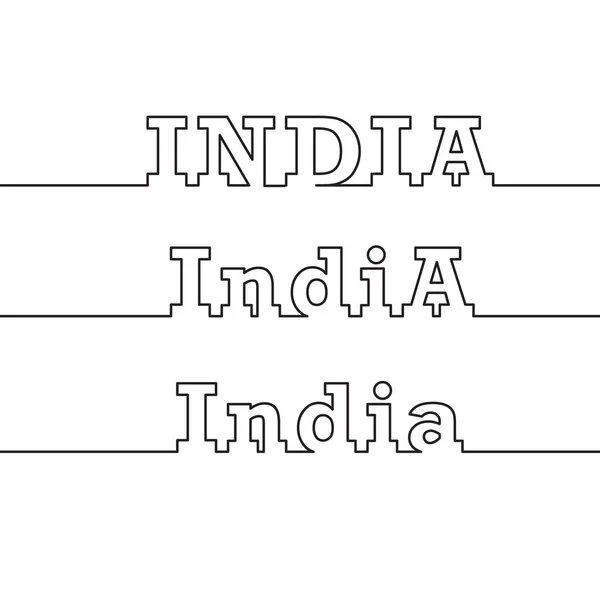 India Nome Del Paese Disegnato Usando Linee Poligonali — Vettoriale Stock