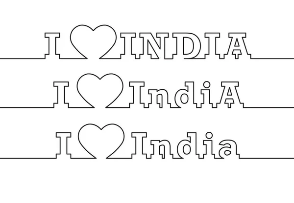 我爱印度 这个国家的名称是用多边形线划定的 平面风格 — 图库矢量图片